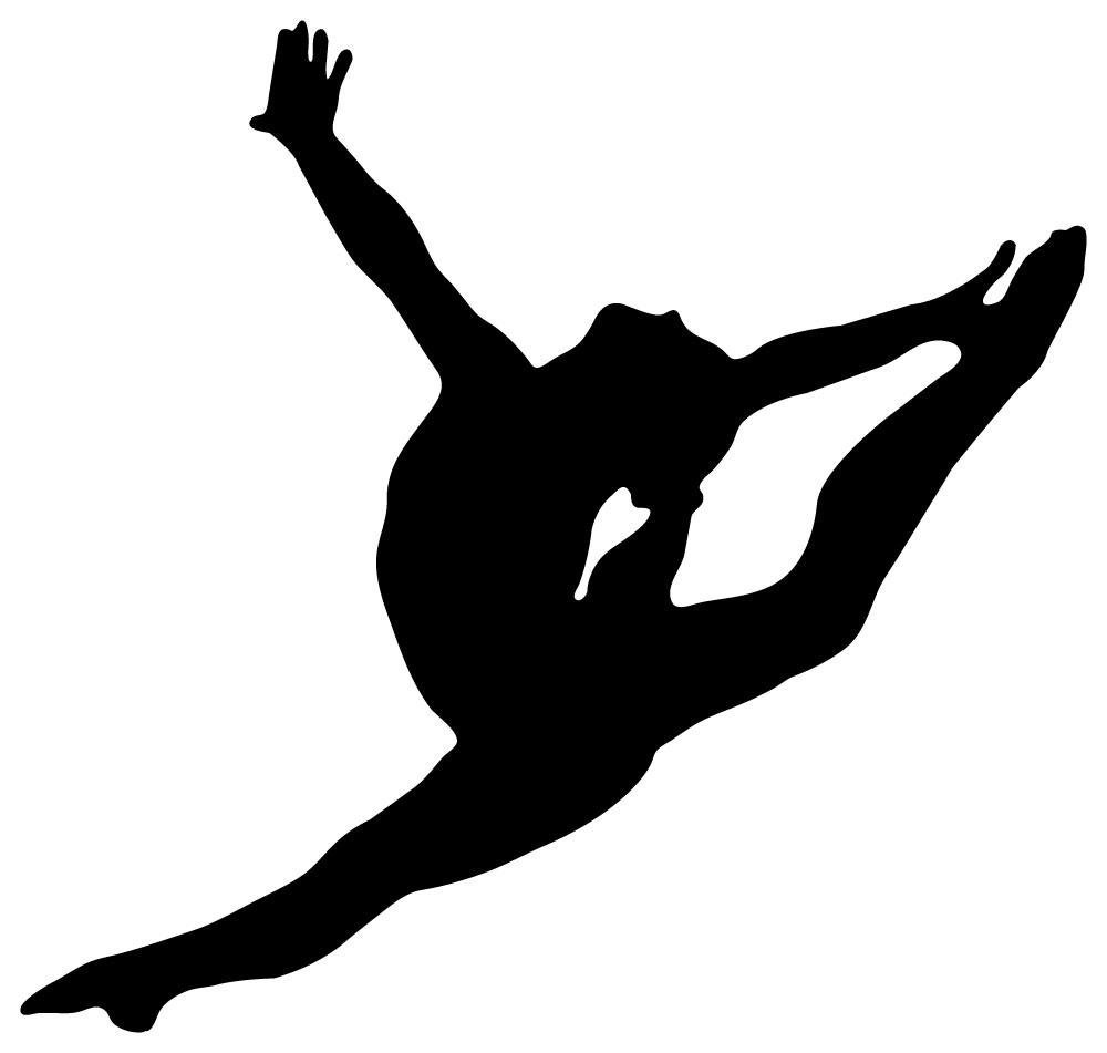 Gymnastics Silhouette Style Graceful Leap - 12W x 11H - Peel and 