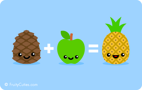 pinecone +apple = pineapple | Cute Fruit Puns | Clipart library