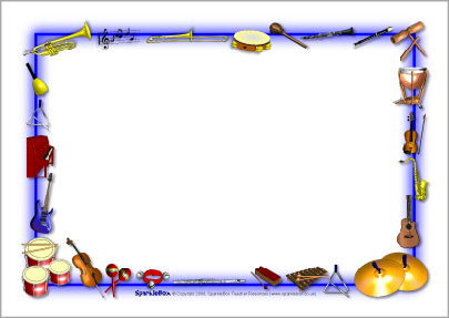 Musical instruments-themed A4 page borders (SB3886) - SparkleBox