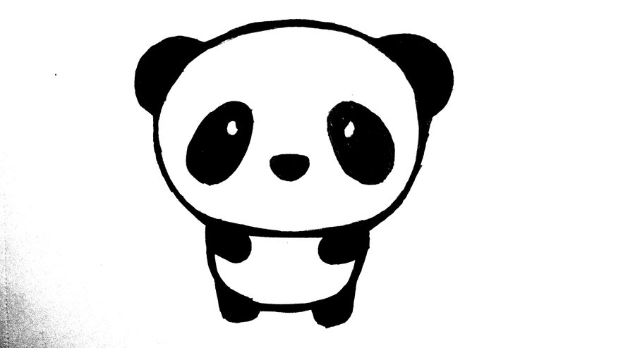 cute panda eating bamboo drawing - Clip Art Library