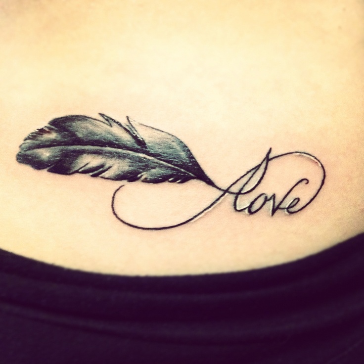 feather and name tattoo - Clip Art Library