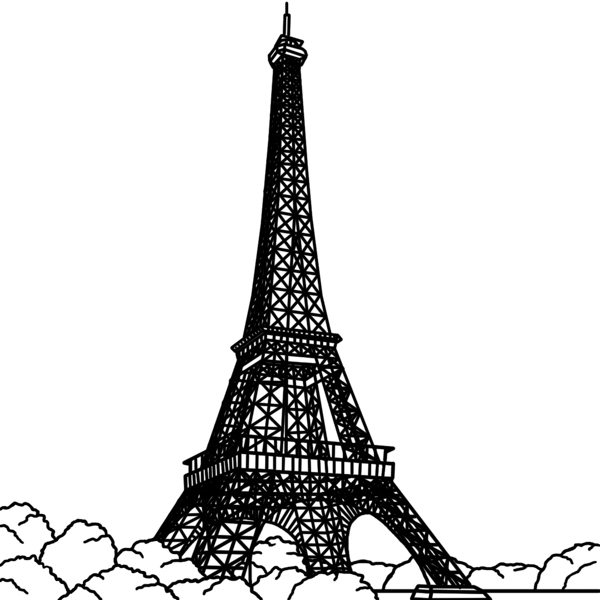 Eiffel Tower Black And White Drawing - Gallery