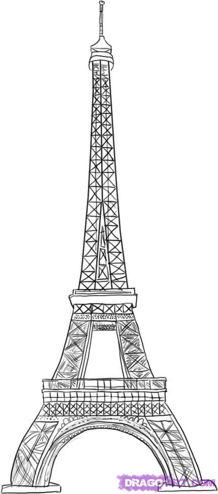 How to Draw the Eiffel Tower, Step by Step, Monuments, Landmarks 