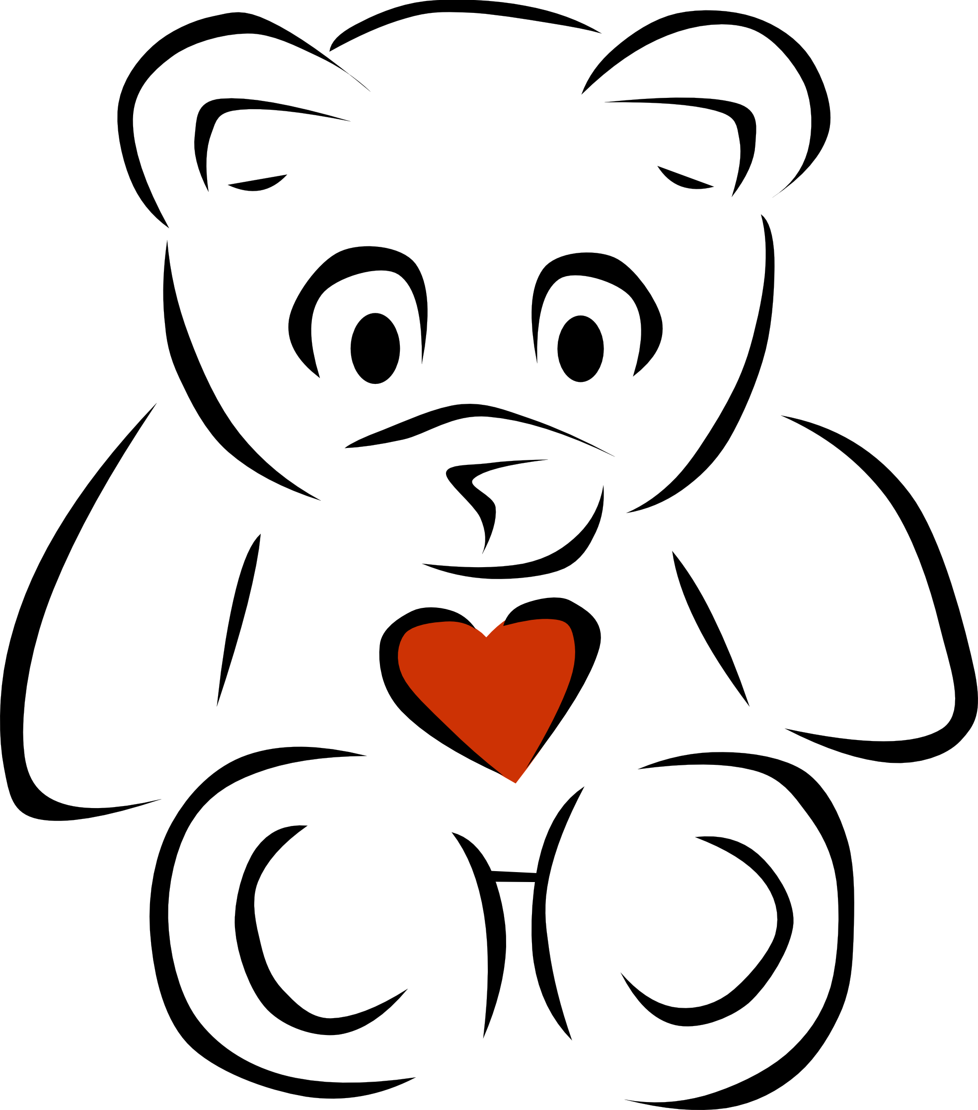 1271715178 Clip Art Bear Heart Black White Line Art Letters 