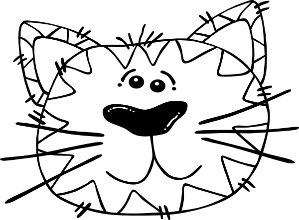 Cartoon Cat Face Outline clip art - vector clip art online 