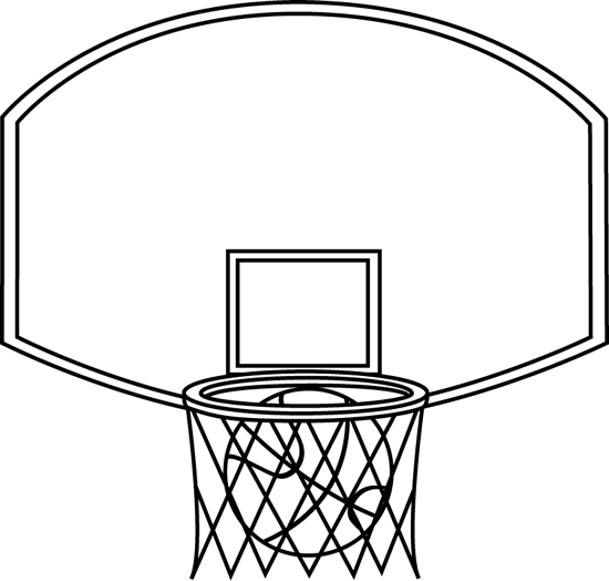Black and White Basketball Backboard and Ball Clip Art - Black and 