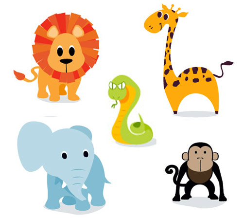 Cute  Chubby Baby Jungle Animals | vector cartoon