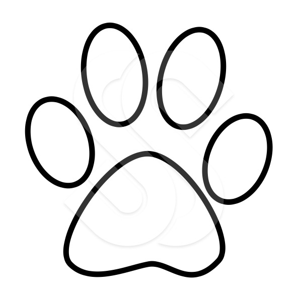 Cat Paw Print (White Outline on Black Version) | ShazamImages 