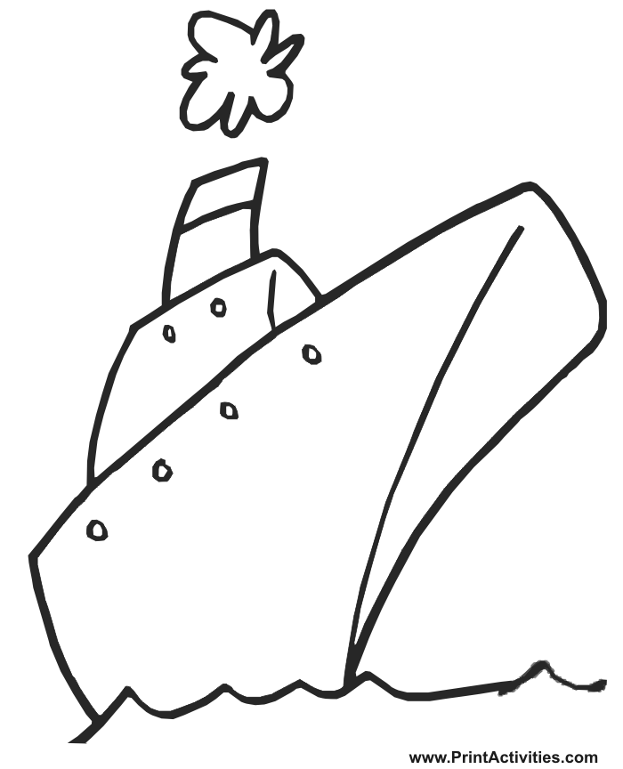 Boat Coloring Page | Cartoonish Steam Ship
