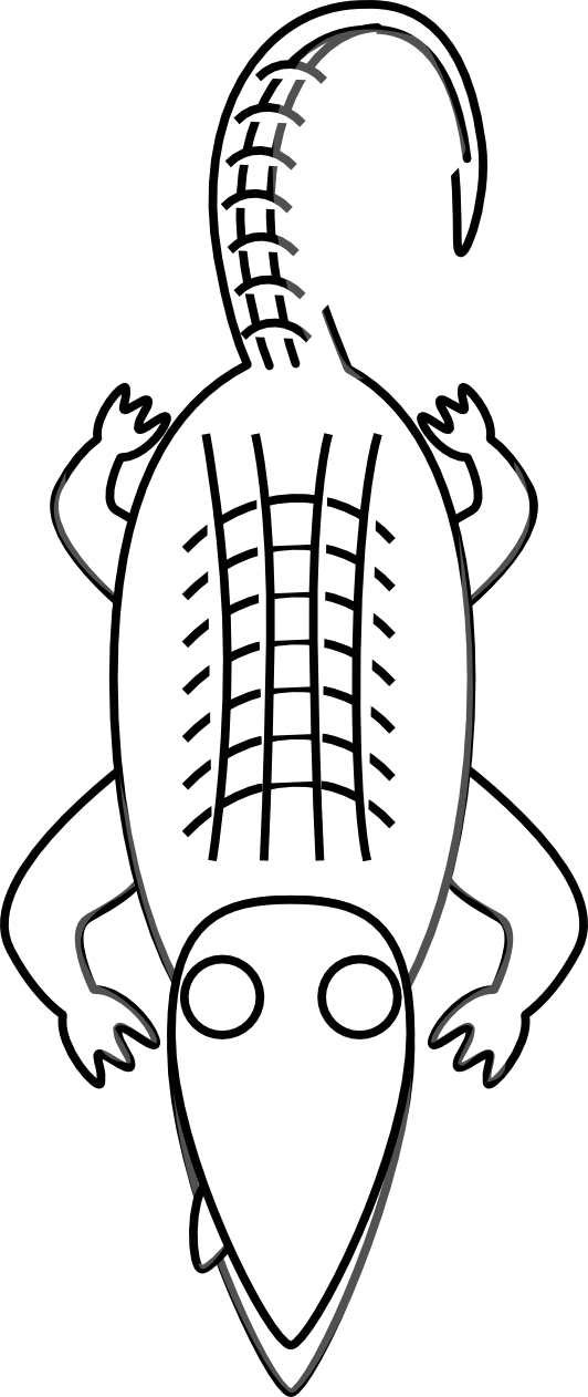 Cartoon Alligator Black White Line Art Scalable Vector Graphics 