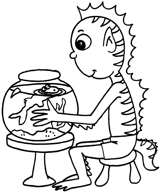 Fish Bowl Coloring Page | Ace Images