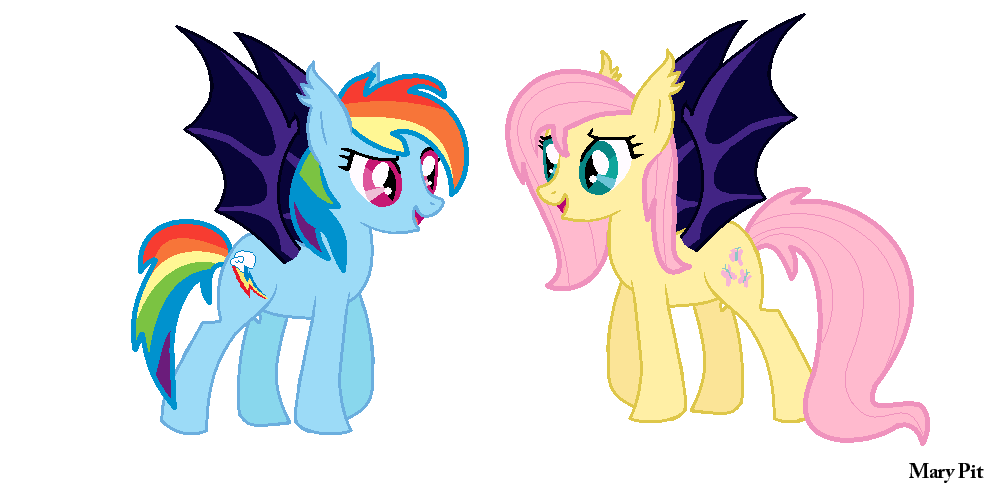 Bat-Ponies Fluttershy and Rainbow Dash by MaryPonyArtist on Clipart library