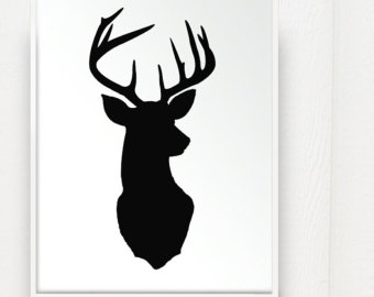 Items similar to Deer Head Silhouette Print - Deer Oh Deer - 8x10 