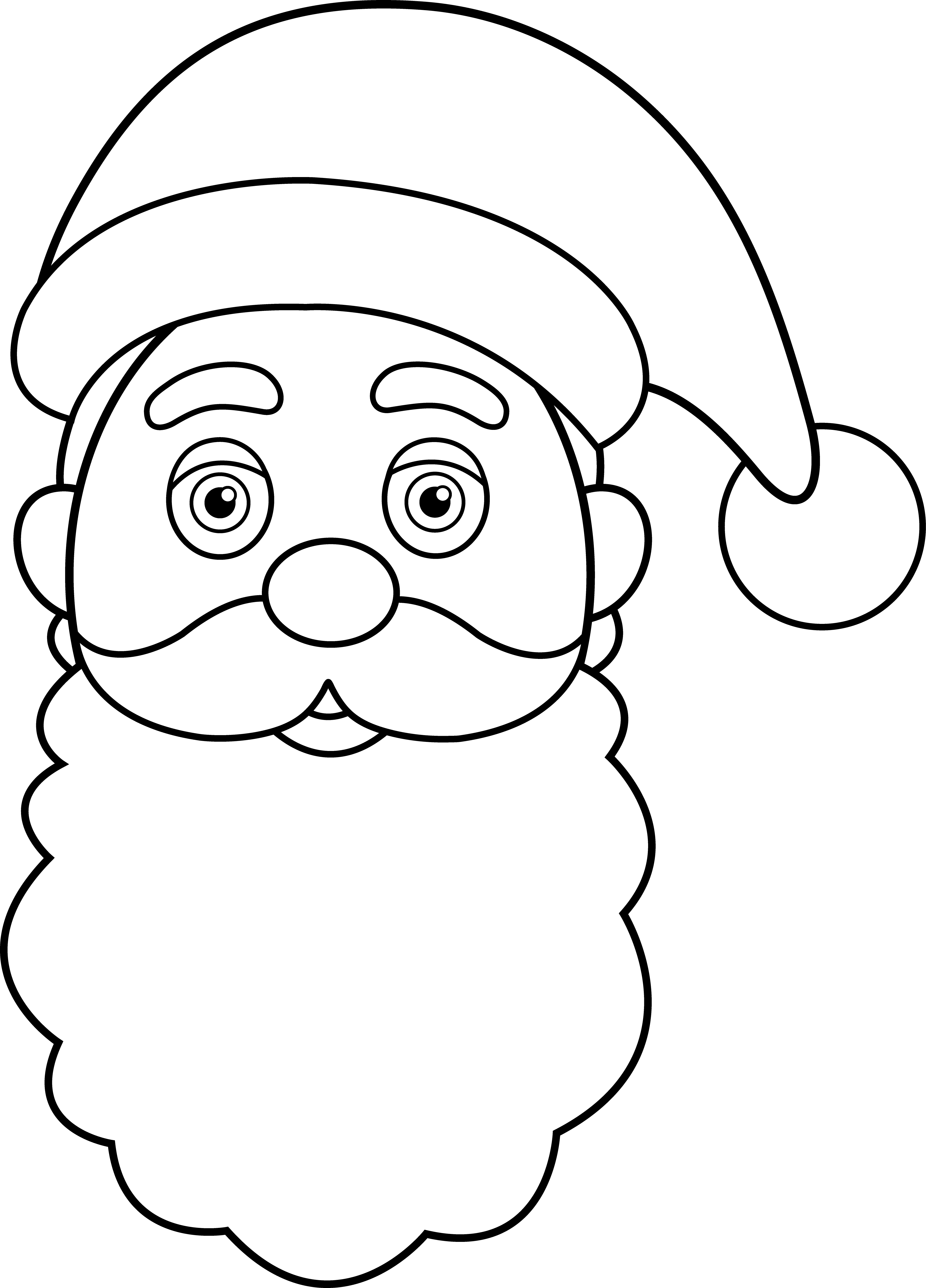 Line Art of Santa Claus Face - Free Clip Art