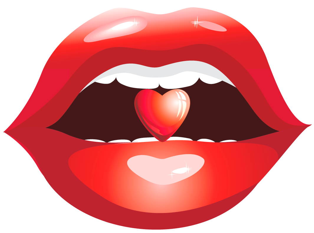 Red Lips with Heart PNG Clipart Picture