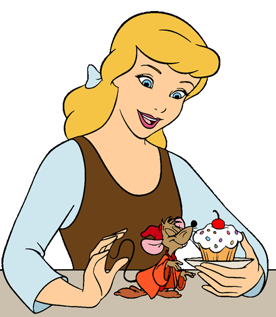 Cinderella with mice and bird friends clipart from Disney