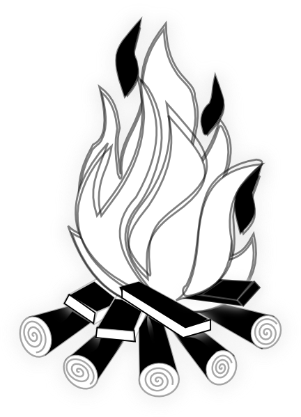 Camp Fire Black And White clip art - vector clip art online 