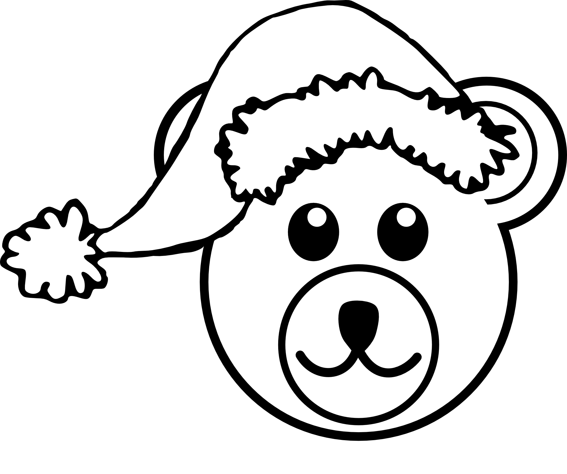 palomaironique bear head cartoon brown with santa hat black white 