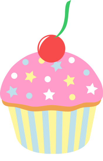 Strawberry Cupcake With Sprinkles and Cherry - Free Clip Art