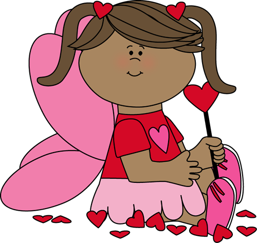 Valentine's Day Fairy with Hearts Clip Art - Valentine's Day Fairy 