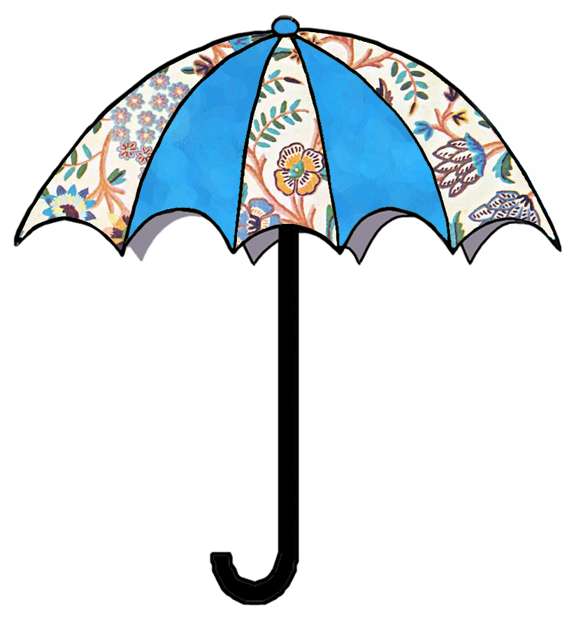 ArtbyJean - Vintage Indian Print: TWO DIFFERENT UMBRELLAS in blue 
