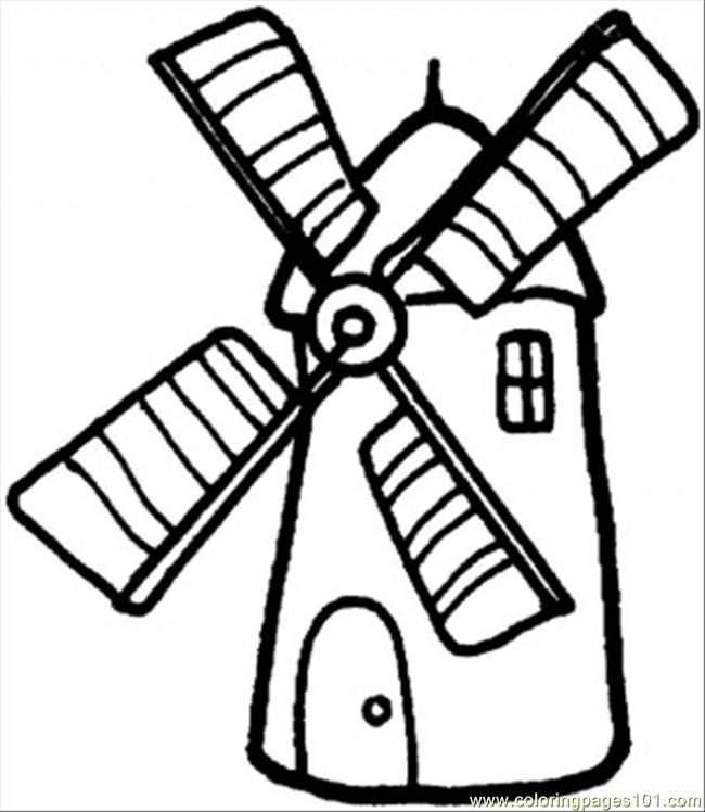 Coloring Pages Windmill (Architecture  Structures) - free 