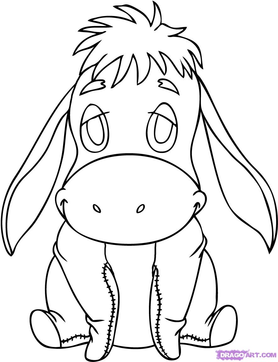 How to Draw Baby Eeyore, Step by Step, Disney Characters, Cartoons 