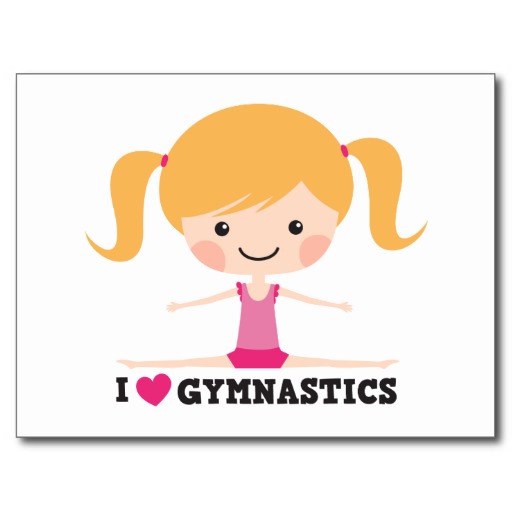 I love gymnastics cartoon girl side splits postcard | Zazzle
