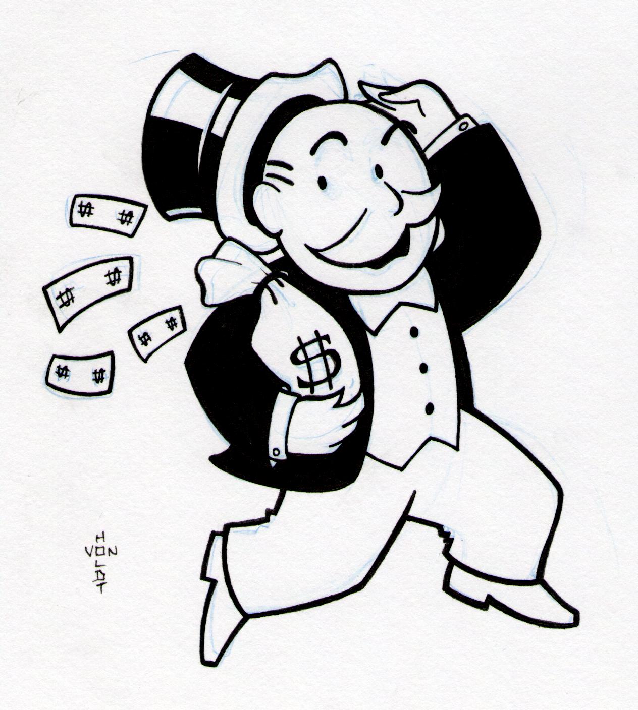 Mr Monopoly Man Running With Bag Of Money Cash Circle Embroidery Design