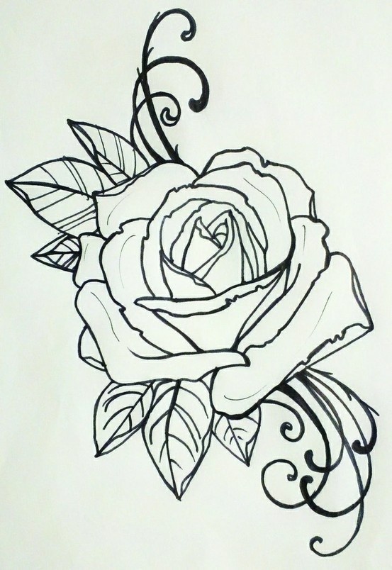 Beautiful antique rose outline | tattoo art. | Clipart library