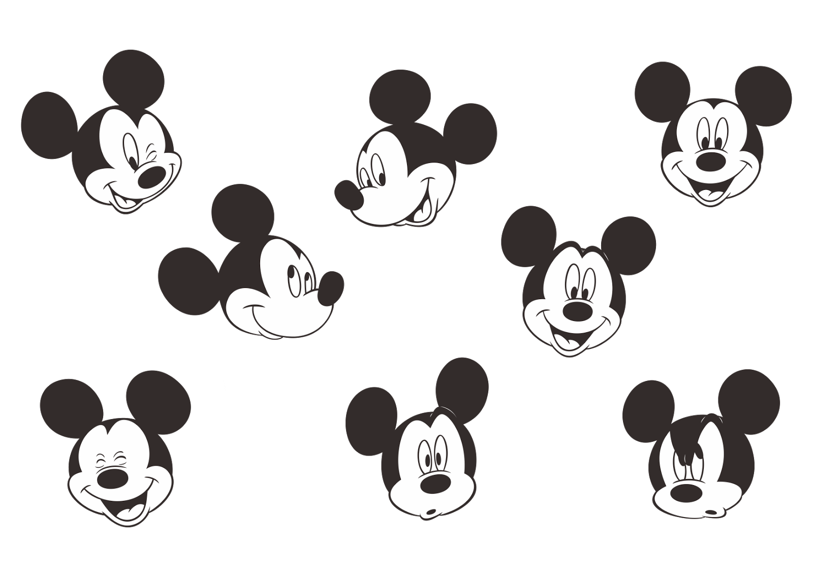 Mickey Mouse Logo Vector (Part-2) Black and White ~ Free Vector 