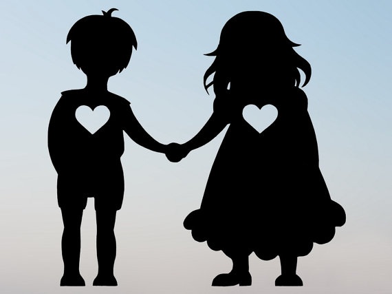 couple holding hands silhouettes