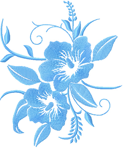 Blue flower free machine embroidery design