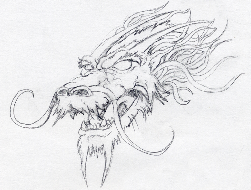 chinese dragon drawings in pencil