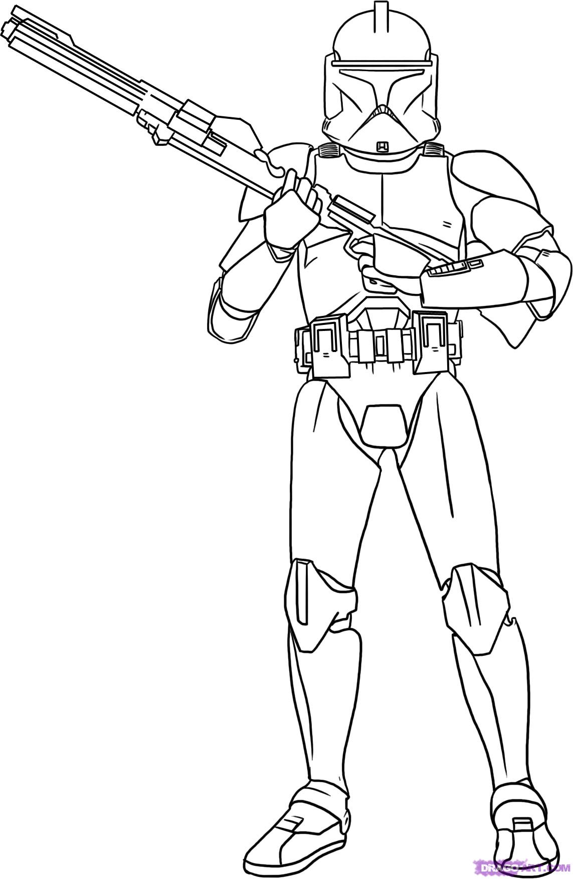 how to draw a clone trooper in battle