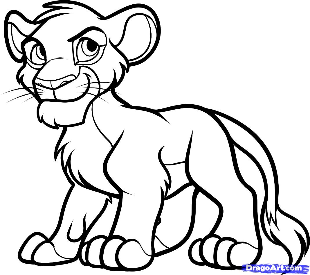 How to Draw Simba from The Lion King, Step by Step, Disney 