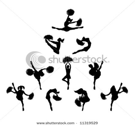 cheerleader silhouette | cartoon cheerleading pyramids image 