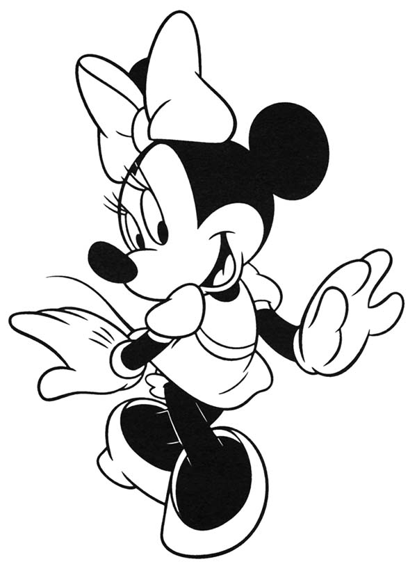 Minnie Mouse Walking Around Coloring Page - Download  Print 