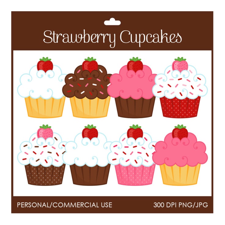 Strawberry Cupcakes Clip Art | Productos que adoro | Clipart library