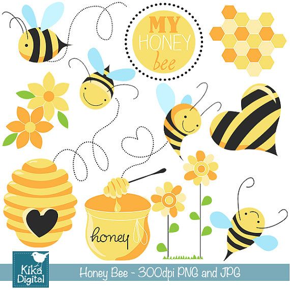INSTANT DOWNLOAD Honey Bee Digital Clipart - Scrapbooking , card desi�