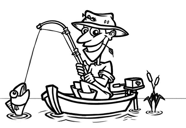 fisherman with net clipart black