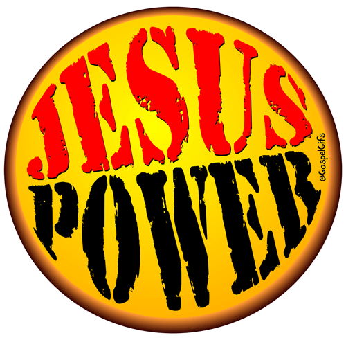 Free Clip Art: JESUS POWER Slogan/Emblem in gold, black and red on 