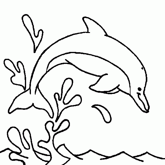 Drawing of a dolphin jumping out of water - Animals coloring to print
