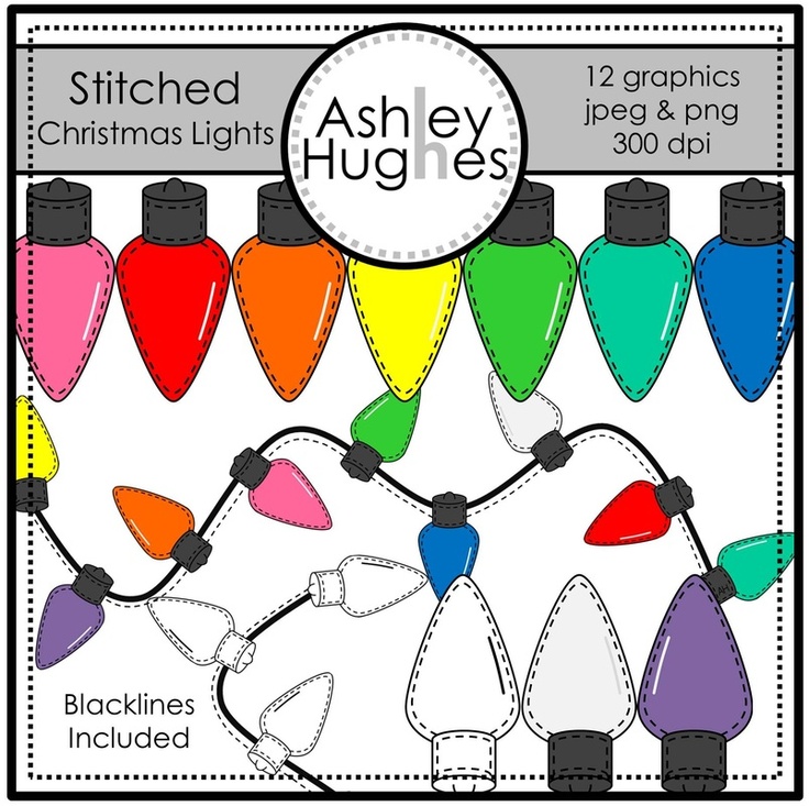 Stitched Christmas Lights {Graphics for Commercial Use}
