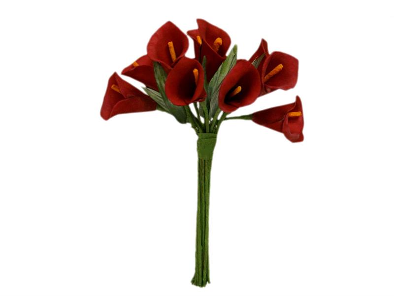 60 Single Stem Mini Calla Lily Red | MonsterMarketplace.