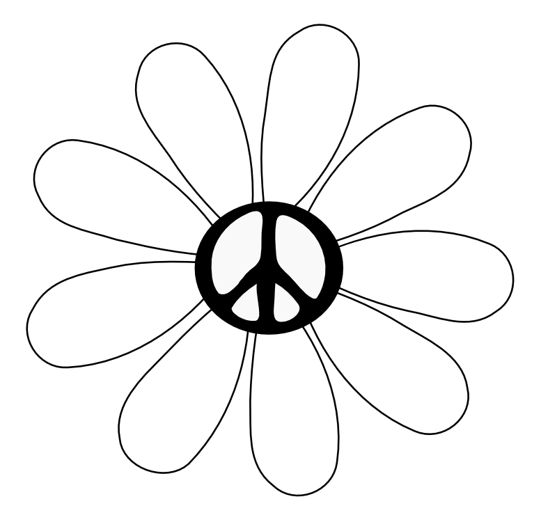 Peace Symbol Peace Sign Flower 29 Black White Line Art Tattoo 