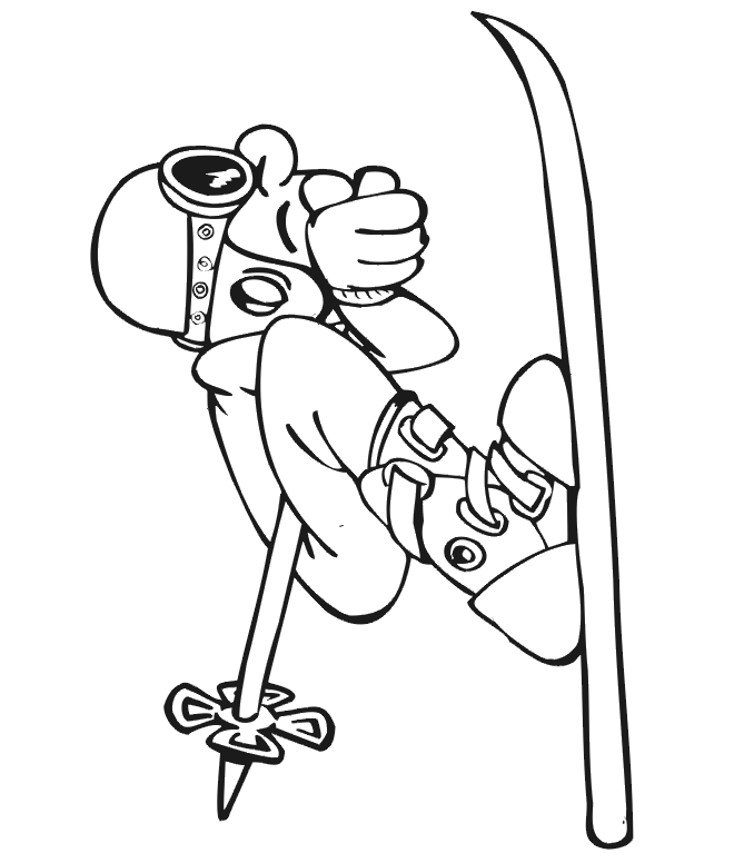 Skiing Coloring Page | A Skier Crouched Really Low