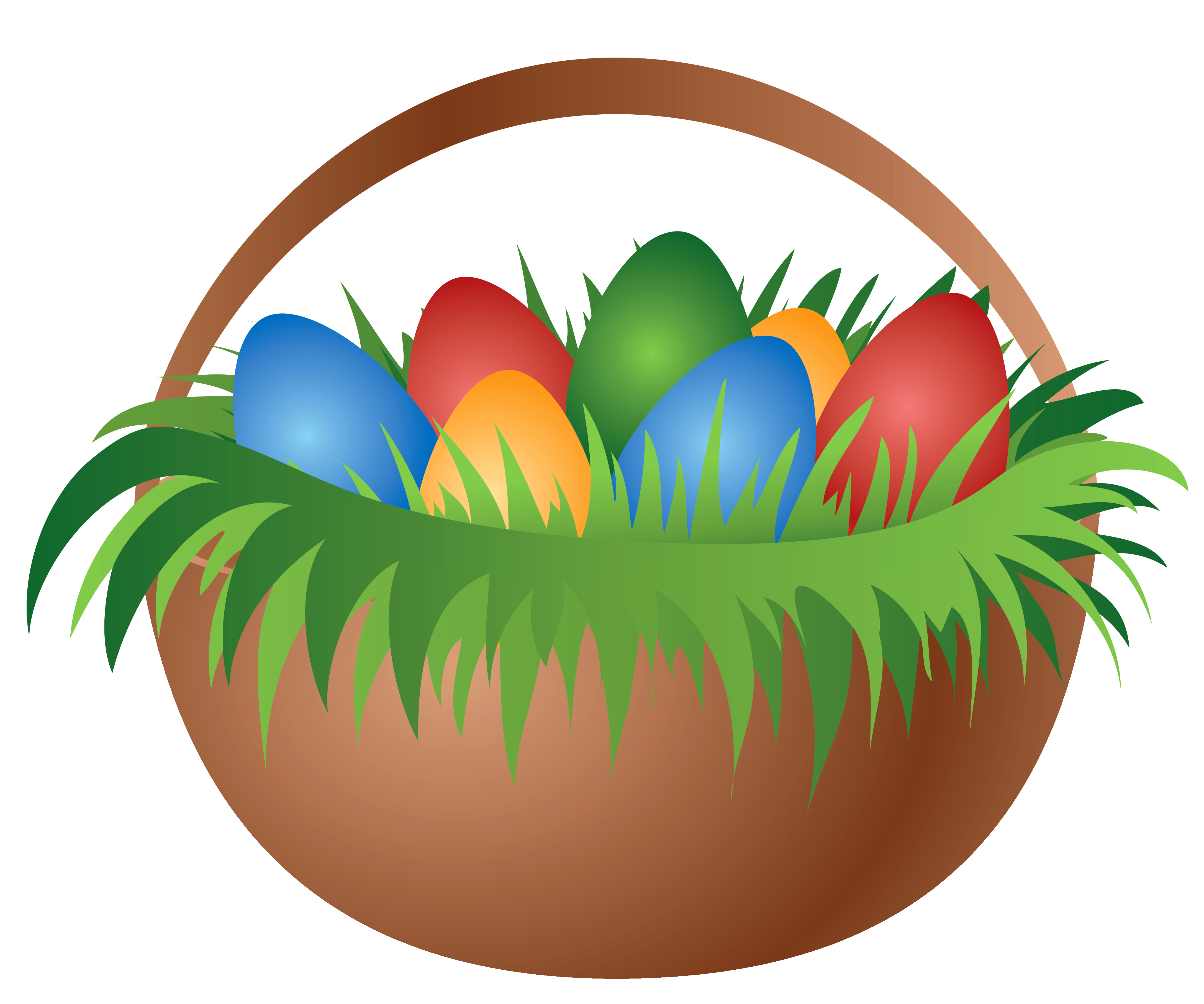 Painted Easter Basket with Easter Eggs PNG Picture