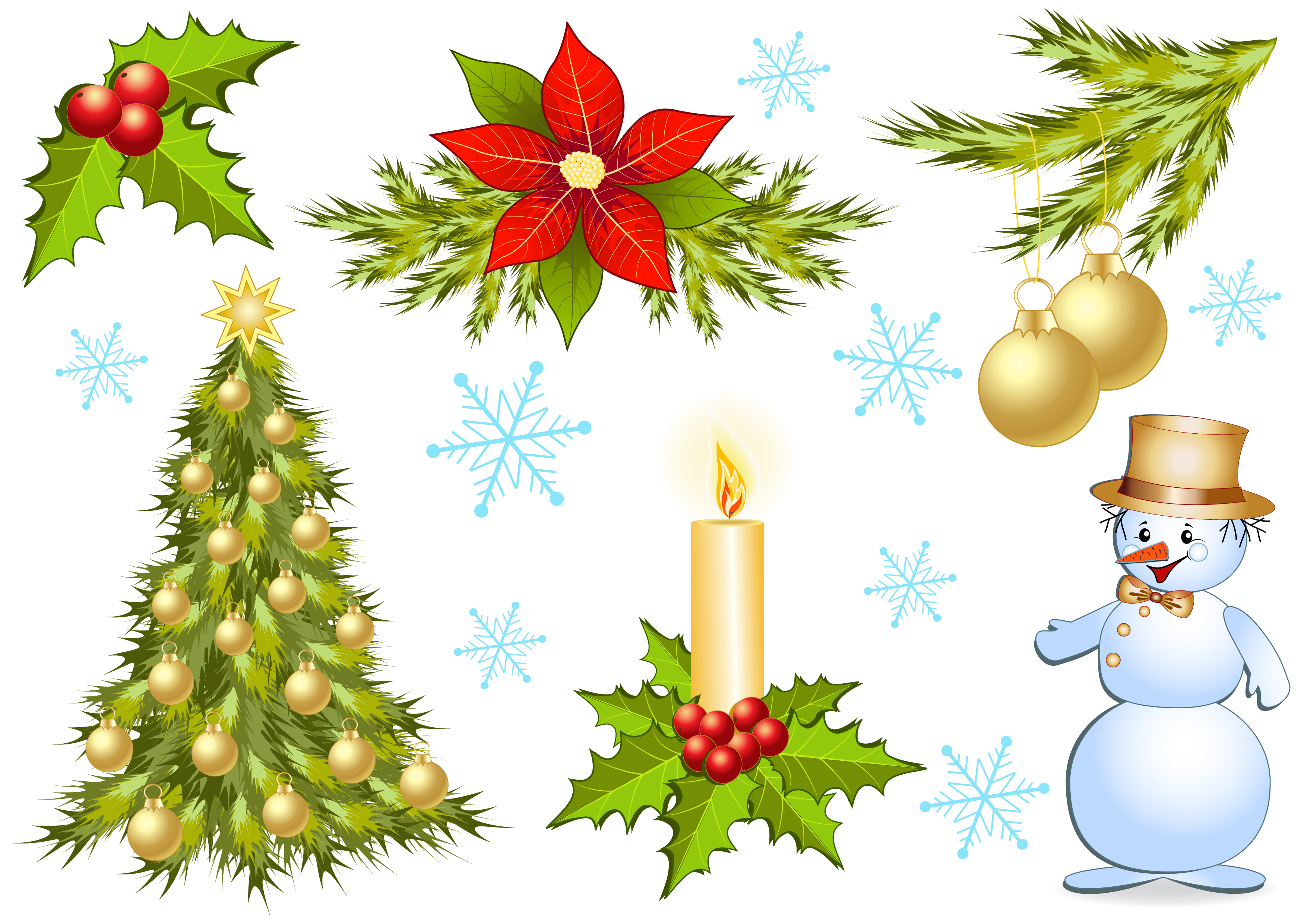 Christmas decorations 1 vector Free Vector 