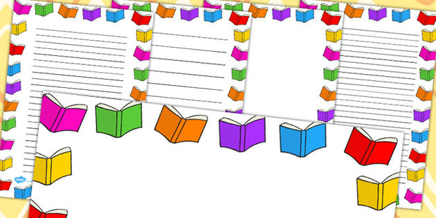 Books Page Borders - writing, literacy, border, book, frames